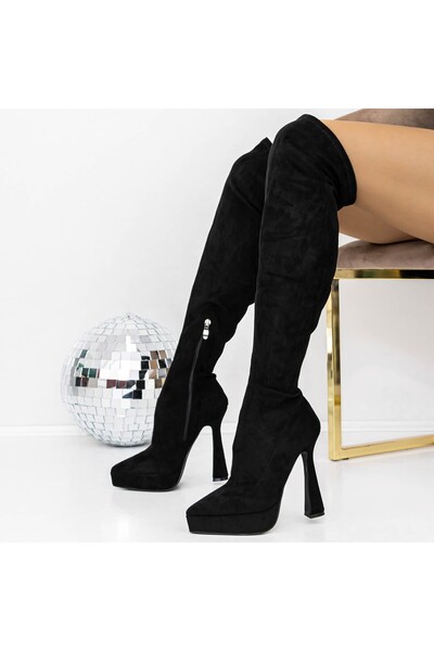 mei Cizme Dama cu Toc subtire si Platforma 3XKK51 Negru