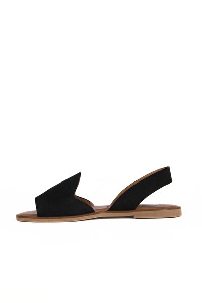 Bueno Shoes Black Alf Suede Women's Flat Sandals 01Wa5711