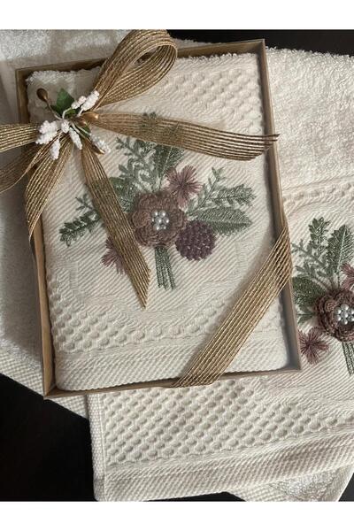 ELİŞİ MODA Boxed, Decorated, Gift-Quality Towels, Very Stylish, High Quality, Showcase-Worthy 6-Piece Towel Set