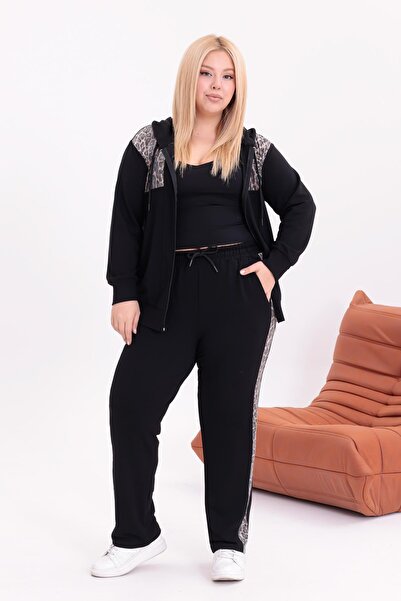 Siyezen Plus Size Sequin Embroidered Modal Suit