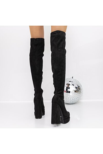 mei Cizme Dama cu Toc gros si Platforma 3XKK39 Negru