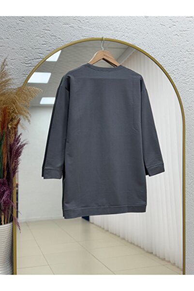 MİHRA STORE Alandra Two Thread Plain Sweat-Zİ3088 Ανθρακίτης