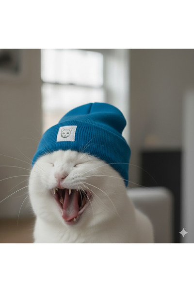 MEOW Winter Wool Cat Label Unisex Foldable Beanie