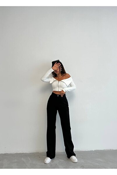 ZDN JEANS Yeni Sezon Siyah Bol Kesim Kot Pantolon