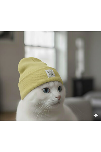 MEOW Winter Wool Cat Label Unisex Foldable Beanie