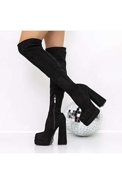 mei Cizme Dama cu Toc gros si Platforma 3XKK39 Negru