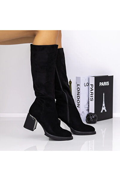 mei Γυναικείες Μπότες με Χοντρό Τακούνι 3AD26 Μαύρες