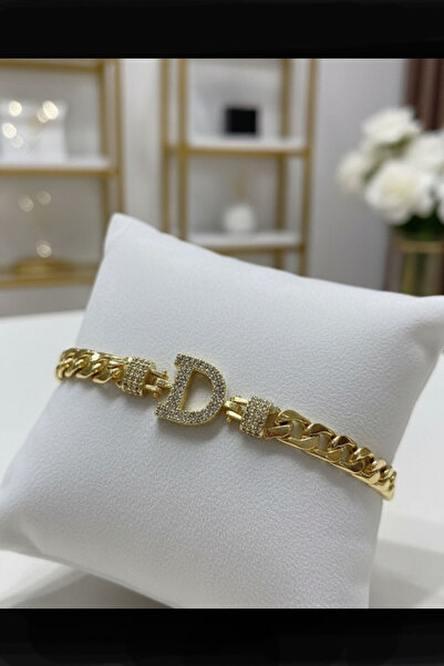 MİTİS GOLD Harfli Bileklik 14 Ayar Altın Kaplama D Harfli Bileklik