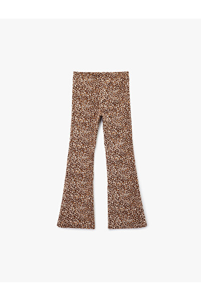 Koton Leopard Patterned Slim Fit Flared Trousers