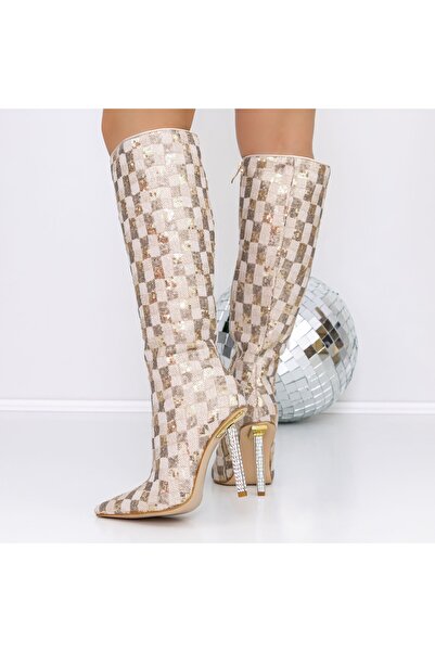 mei Women's Boots with Thin Heel 3ZW7 Gold