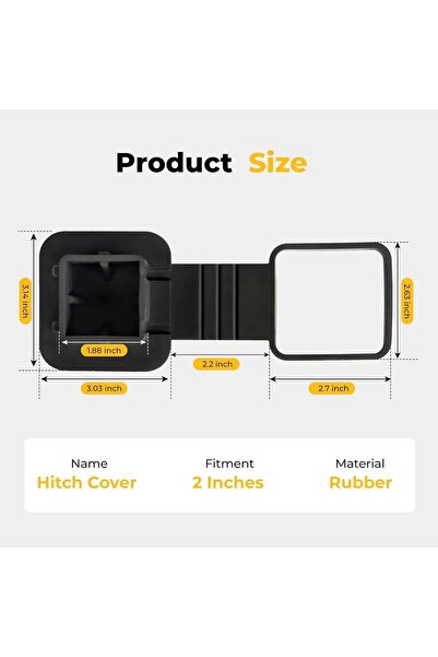 Generic Rubber Trailer Hitch Waterproof Dust-Proof Square Port Protective Cover 2 Inch Tow Cap for FJ Cruise