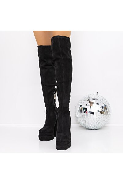 mei Cizme Dama cu Toc gros si Platforma 3XKK39 Negru