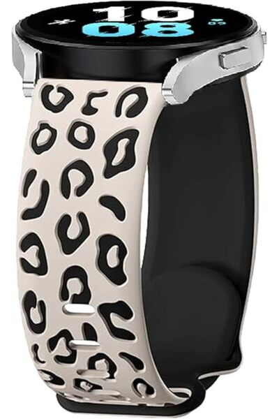 bbtech Huawei Watch Gt 6/Gt 6 Pro 46mm Compatible Leopard Pattern Double Layer Silicone Band 22mm Android Strap