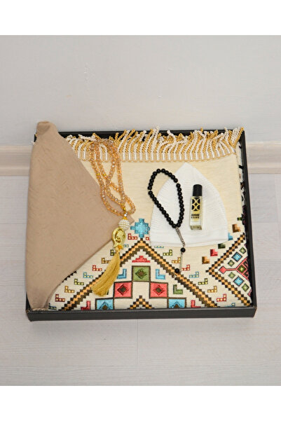 Bilenler Σετ δώρου για προσευχή – Χαλί προσευχής με μοτίβο κιλίμ, επένδυση, κ...