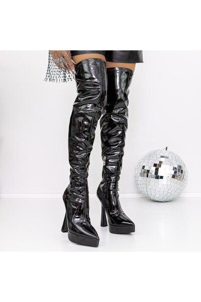 mei Cizme Dama cu Toc subtire si Platforma 3XKK51 Negru