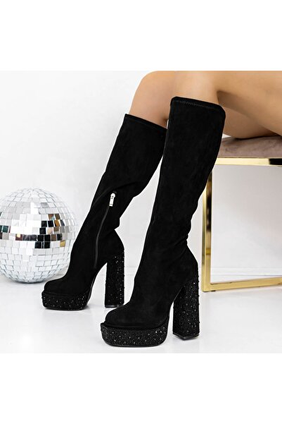 mei Cizme Dama cu Toc gros si platforma 3KV12 Negru