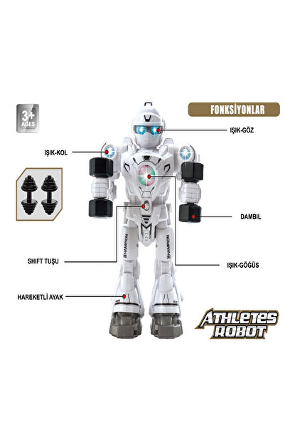 welcomein Oyuncak Işıklı ve Müzikli Hareketli Atletik Sporcu Pilli Robot Şınav Çekebilen Robot