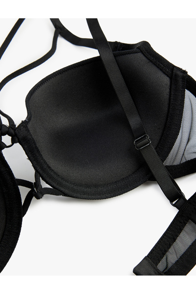 Koton Window Detailed Comfortable Fit Tulle Unpadded Underwire Bra