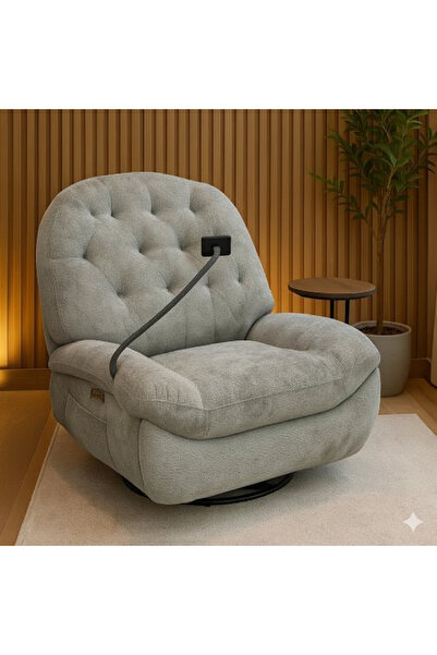 Kraken Chairs Gray fabric recliner chair with mobile phone holder - luxurious and elegant design