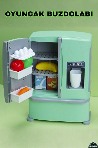 Apexma Oyuncak Sesli Müzikli Aksesuarlı Açılır Kapaklı Dokunmatik Buzdolabı -...