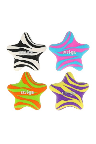 Strigo Gumă de șters bicolora, forma stea, 4 culori set mix