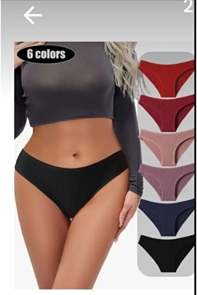 piratikcozumshop Mixed Colo Düşük Bel Kabartmalı kadın Kilodu(S 6ADET)