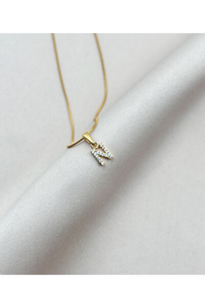 FIORA AKSESUAR N Harfi Kişiye Özel Zarif Altın Rengi Kararmaz Kolye - Kadın Takı