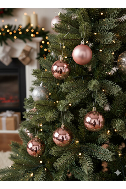 DODOMAR Ornament de Crăciun în formă de bile Rosegold 6cm 6 buc. Mat lucios