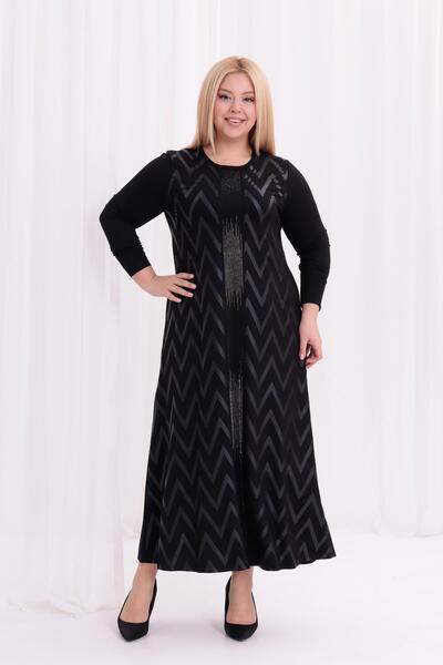 Siyezen Plus Size Sparkly Flared Dress