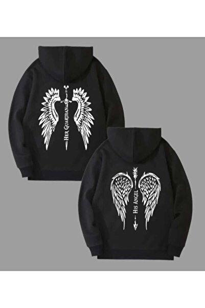 Hunors Sportswear & Company سويت شيرت أنجل مطبوع موديل يونيسكس من القطن بغطاء...