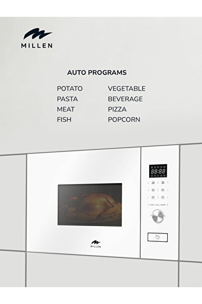 MILLEN MBW 381 WH Microwave Oven, 20L, Glass Finish, Touchscreen & Knob