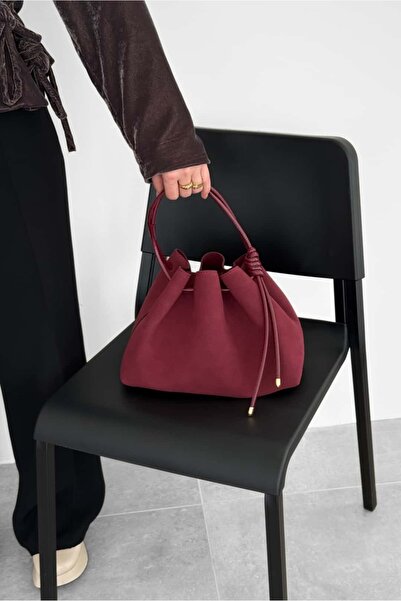 Yuka Atelier Suede Neva Ruched Detail Crossbody and Handbag with Puppy Bag