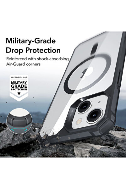 ESR Air Armor Halolock MagSafe Case for Apple iPhone 14 Plus/15 Plus Transparent/Black