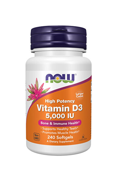 Now Foods Supplements, Vitamin D-3 5,000 IU, High Potency, Structural Support...