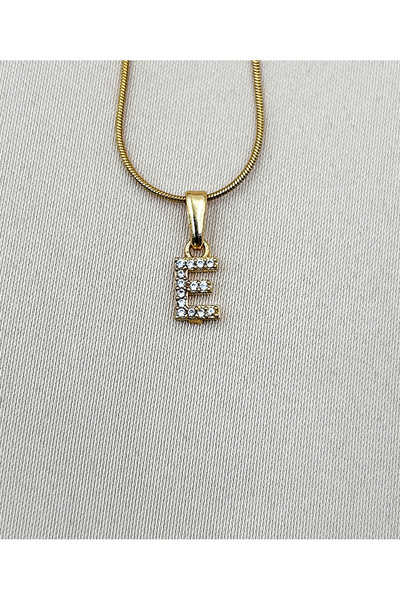 FIORA AKSESUAR E Harfi Kişiye Özel Zarif Altın Rengi Kararmaz Kolye - Kadın Takı