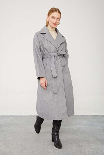 Levidor Gray Belted Cashmere Coat