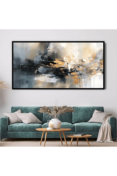 designadv لوحة تجريدية بتصميم مودرن - إيطار نحاسي