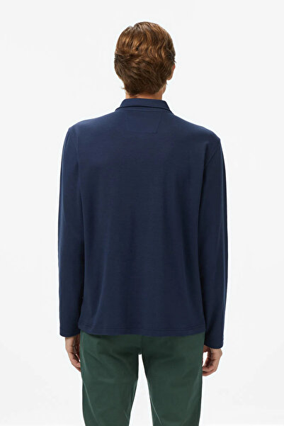 Nautica Men's Navy Blue Classic Fit Long Sleeve Polo Neck T-Shirt