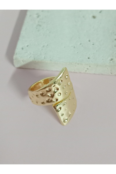 mos&more Steel Gold Cross Adjustable Stylish Ring