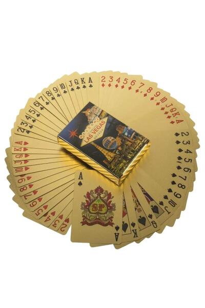 PERLOTUS بطاقة لعب لاس فيغاس جولد مطبوع من البولي فينيل كلوريد مقاومة للماء و...