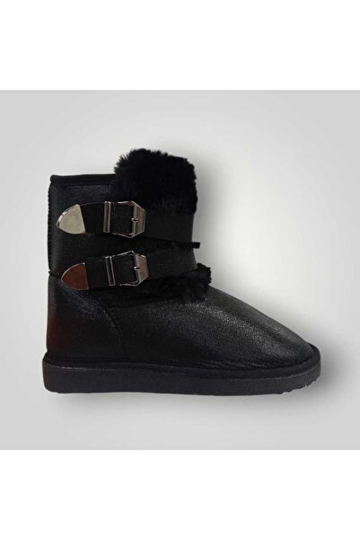 iskarpino Women's Black Buckle Fur Lined Boots