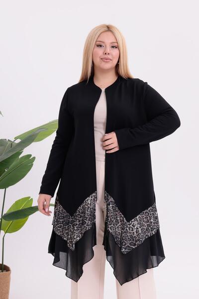 Siyezen Plus Size Asymmetry Cut Zippered Cardigan