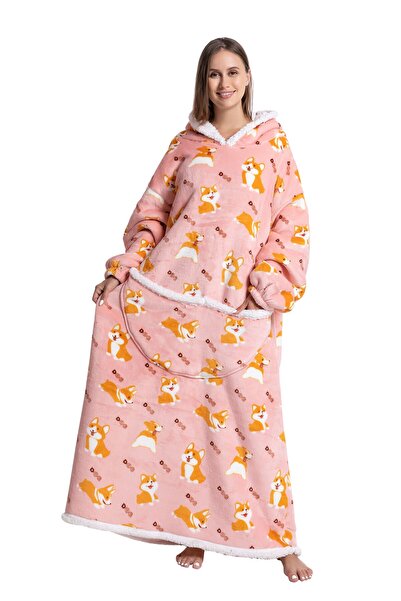 TillyBilly Extra long sweatshirt blanket with hood, sleeves and pockets, one ...