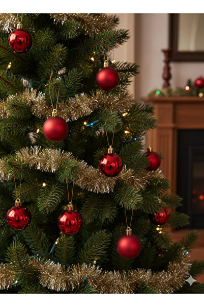 DODOMAR Ornament de Crăciun, roșu, 4 cm, 6 bucăți, lucios mat