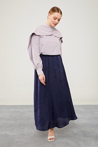 Levidor Satin Navy Blue Skirt - Elastic Waist