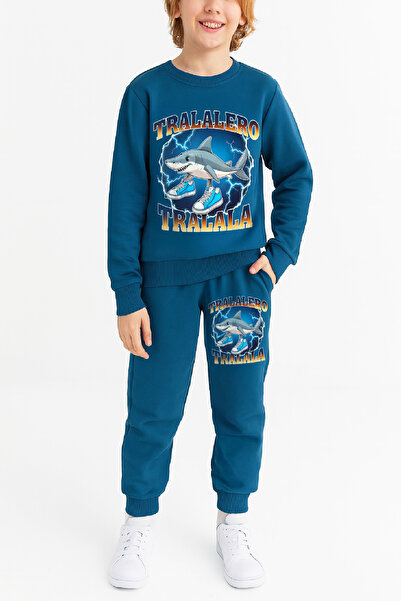 MODANINO Αγόρι 3 Νήματα Σετ επένδυση fleece Κοστούμια Άνω-Κάτω Οπτικό Β με τύ...