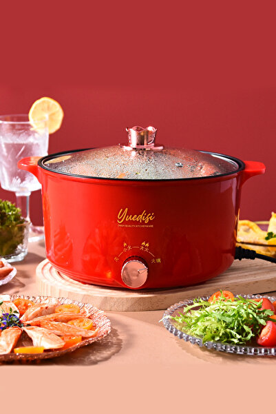 Muchmy Electric Hot Pot Cooker Large Size Rice Noodles Cooking Pot Boiler With Lid - 26cm