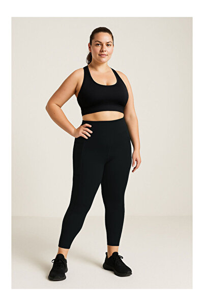 MBtekstil بنطلون ضيق نسائي شتوي أسود مرن فاخر (مع زر لضبط الخصر) - 3481