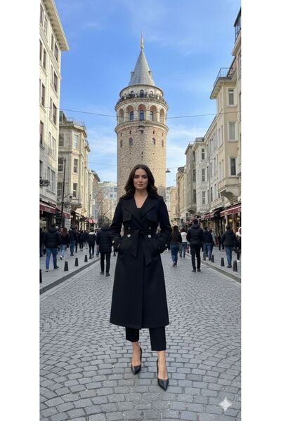 modasindoma TRENCH COAT cu două rânduri de nasturi CU BRETELA PENTRU FEMEI