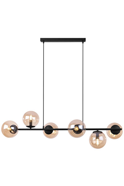 Other SIENA BLACK HANGING LAMP 6-FLAT HONEY LAMPSHADE E14